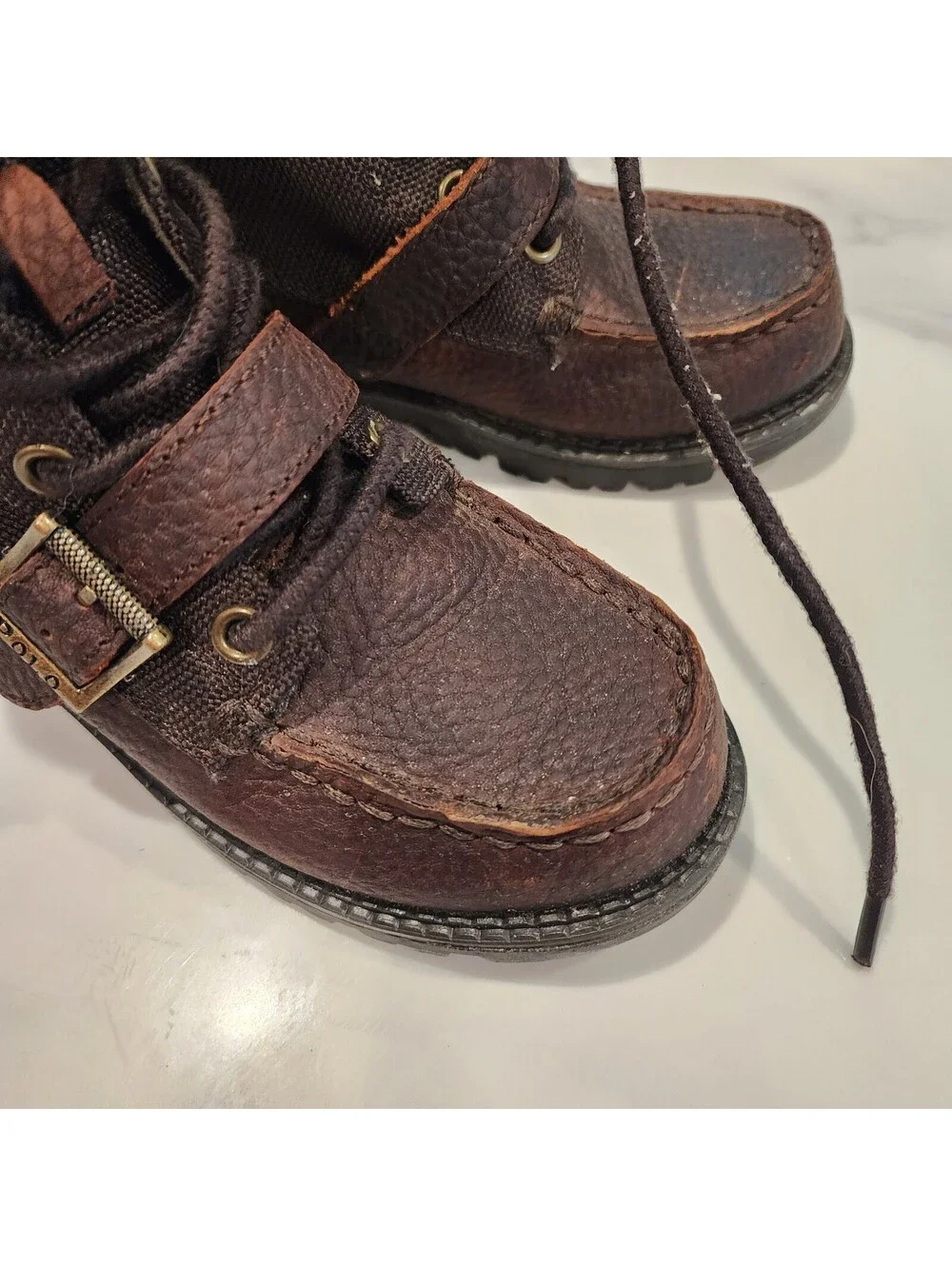 Polo Ralph Lauren Kids Brown Leather Ankle Boots Size 12 Little Kid
